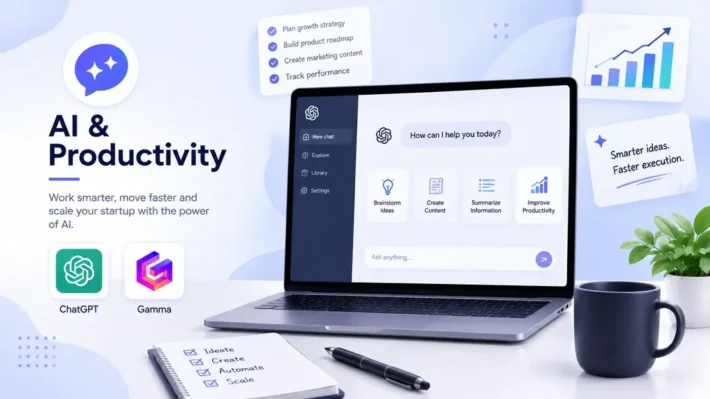 Best tools for early-stage startups featuring ChatGPT and Gamma for AI-powered content creation, automation, and productivity